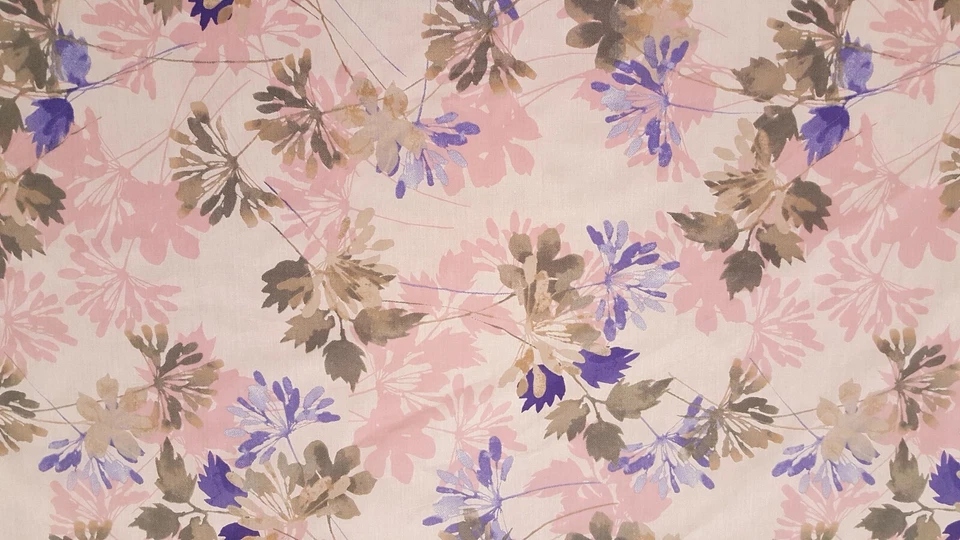 102" EXTRA WIDE Pink & Purple Floral PERCALE Sheeting Fabric By the Yard - Image 1 of 1