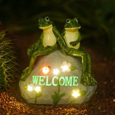 Nacome Solar Garden Outdoor Statues Frog with Succulent and 7 LED Lights - La... - Image 1 of 4