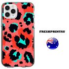 Silicone Case Cover Cute Sexy Leopard Print Red And Coral Fun Animal Turquoise  