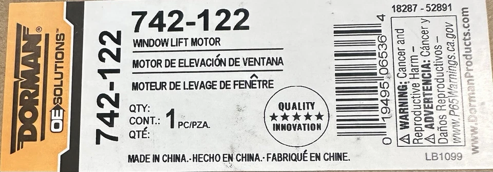 Motor de ventana eléctrica Dorman 742-122 Foto 1 de 1