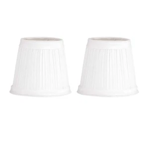 Small Clip On Lamp Shade White Fabric 4" T Vintage Pleated Drum Style Pack of 2 - Picture 1 of 6