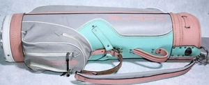 Vintage Ladies Cobra Leather Golf Cart Bag. 3 Way Divider & Bag Cover Pink - Picture 1 of 13