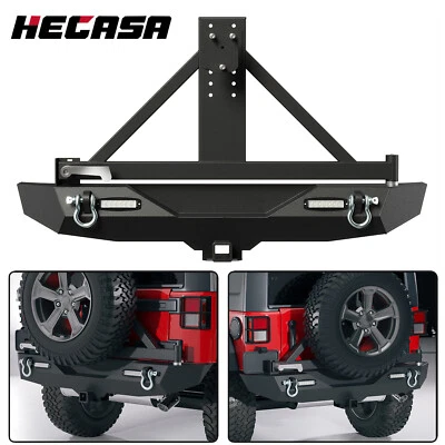 Rear Bumper w/ Tire Carrier LED Lights for Jeep Wrangler JK Unlimited 2007-2018 - Imagem 1 de 4