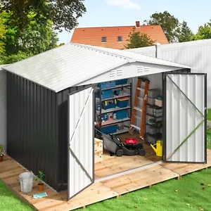 6x8 FT Metal Outdoor Storage Shed, Garden Tool Shed for Backyard, Patio, White - Picture 1 of 12