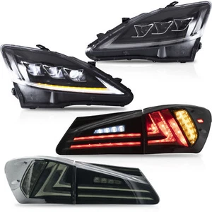 CLEAR LED Headlights + SMOKE LED Taillights for 06-13 IS250/350 Sedan 08-14 IS F - Bild 1 von 12