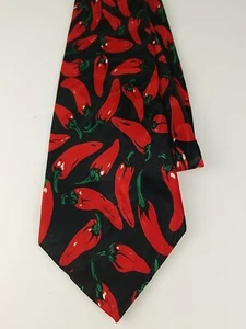 Steven Harris Men's Tie Black w/Red Hot Chili Peppers Novelty Print  Fun 60" - Picture 1 of 5