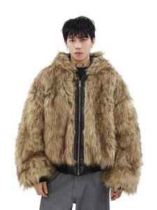Leather Fur Cotton Clothes, Men's Winter Velvet and Thickened Double-sided Wear - Picture 1 of 14