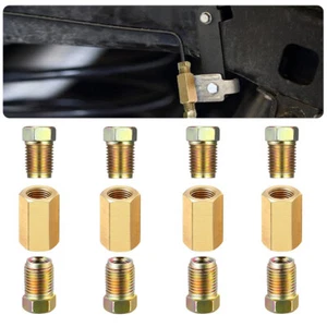 12X Straight Brass Brake Line Inverted Compression Fitting Union  For 3/16" Tube - Picture 1 of 12