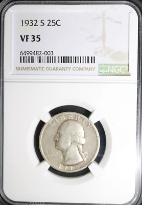 1932 S Washington Quarter NGC VF35 - Image 1 of 3