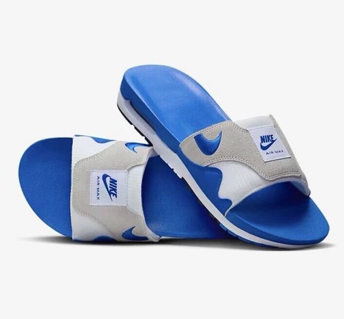 Nike Air Max 1 Slide ciabatte sandali bianco royal FJ4007 100 blu taglia UK 5 5_6
