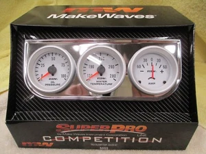 Automotive Competition oil/amp/temp 3 gauge kit 5055, Make Waves, Super Pro - Picture 1 of 9