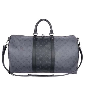 Louis Vuitton Eclipse Reverse Keepall Bandouliere 50 Large Duffle Bag Black Gray - Picture 1 of 12