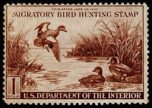 United States Hunting Permit Stamp Scott RW9 (1942) Used F, CV $45.00 C - Picture 1 of 1