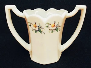 McCoy 2 handled Vase White with Floral Design 8 Sided - Picture 1 of 8