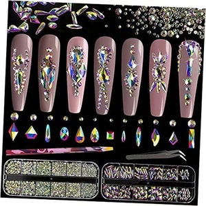 Multi Shapes 3D Glass AB Crystal Nail Art Rhinestones Kit with A-Crystal AB - Picture 1 of 7
