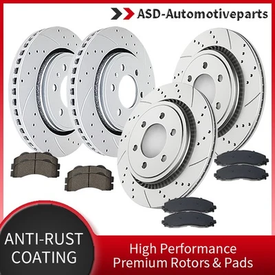 Electronic Parking Front Rear Slotted Rotors Brake Pads for 2015-2017 Ford F-150 - Imagem 1 de 4