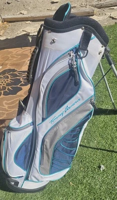 Bolsa de golfe Tommy Armour branca azul-petróleo preta com alça de ombro e capa de chuva - Imagem 1 de 4