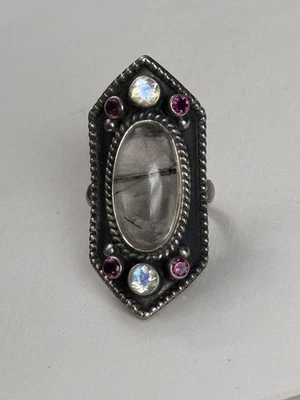 Anillo Nicky Butler Cuarzo Rutalado Piedra Lunar y Piedras Preciosas Rosa Talla 6 Esterlina Foto 1 de 4