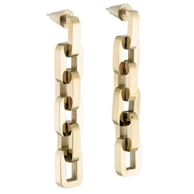 Eddie Borgo 12K Gold Plated Chain Supra Link Highly Polish Dangle Earrings New - Image 1 of 4