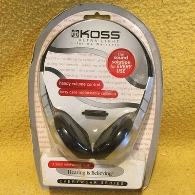 Koss Ultra Light Headphones w/ Inline Volume Control 3.5mm Mini-Match Plug NEW - Image 1 of 4