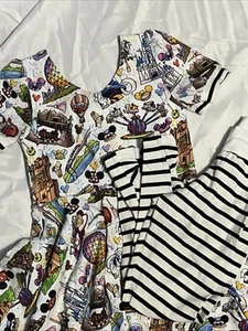 OOAK Disney Handmade Dress Leggings Set Outfit Bows Mickey Minnie Girls 7 8 - Picture 1 of 4