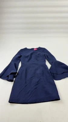 Vestido Lilly Pulitzer Mujer 2 Azul Marino Manga Campana Texturizado Fiesta Mini Cóctel Foto 1 de 4