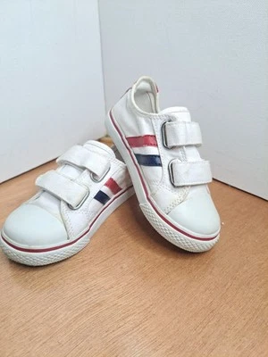 Tênis Gymboree masculino listrado azul vermelho branco tamanho 8 - Imagem 1 de 4