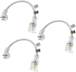 EP 3 Pack 1 Ft Flat Plug Cavo di Prolunga Illuminato, 14 AWG 3 Punte Messa a Terra Bianco L - Foto 1 di 12