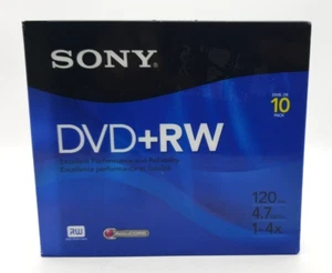 Sony DVD-RW 2-Pack 120 Min 4.7 GB/Go RW Speed 1x-4x Blank Discs 10 Pack Sealed - Picture 1 of 7