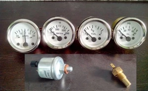 With Oil temp Sender 52mm Electrical Oil Pressure Temp Amp Fuel Gauge WH - Picture 1 of 4