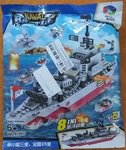 BRAND NEW 8-in-1 Navy Destroyer Building Blocks Set! Military Boat Battleship - Picture 1 of 3
