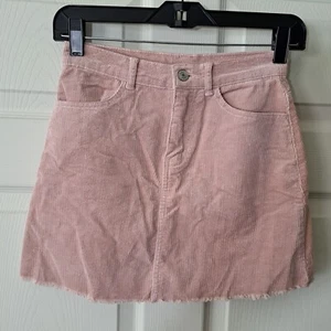 John Galt California Womens Mini Skirt Size Small Pink Corduroy Raw Hem Pockets - Picture 1 of 12