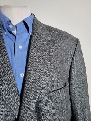 48L Herringbone Camel Hair Wool Tweed Blazer Sport Coat jacket Andrew Fezza Tall - Image 1 of 4