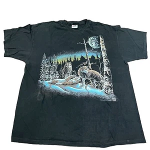 Vintage Habitat 90s Gardener Wolf Nature Short Sleeve T Shirt Men’s Size XL - Picture 1 of 4