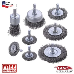 Wire Brush Wheel Cup Brush Set 8 Piece Wire Brush For Drill 1/4 Inch Hex Shank - Picture 1 of 7