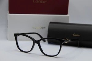 NEW CARTIER CT 0129O 001 BLACK GOLD AUTHENTIC FRAMES W/CASE EYEGLASSES 53-15 - Picture 1 of 5
