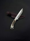 Hunting Bowie Knife D2 Steel Handmade  Full Tang Handle Stag Antler With Sheath