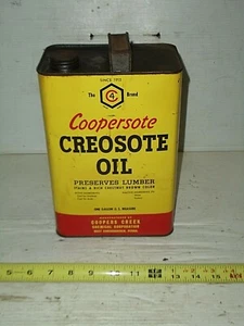 Vintage Tin Can Coopers Creek Chemical Corp Conshohocken  Creosote Oil 1 Gallon - Picture 1 of 7