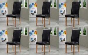 6 x Marley PU Leather Dining Chairs Roll High Back Set Of Six - Picture 1 of 3