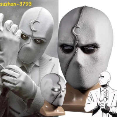 Moon Knight LED Mask Cosplay Latex Helmet Halloween Props Accessories Party Gift - Image 1 of 4