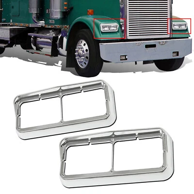 ABS Headlight Bezel w/ Visor Fit For Peterbilt 379 Freightliner Kenworth Truck - Image 1 of 4
