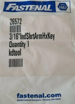 1pc Hex L-Key Allen Wrench 3/16" Long Arm- Fastenal Industrial  - Image 1 of 2