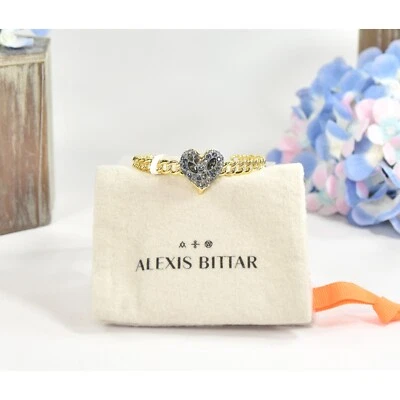 Brazalete Brazalete Alexis Bittar Solanales Cristal Zafiro Corazón Macramé Nuevo con Etiquetas Foto 1 de 4