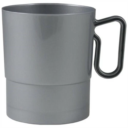 Newbury Silver Plastic Coffee Mugs 8 Pack Silver Party Tableware Supplies - Image 1 of 1