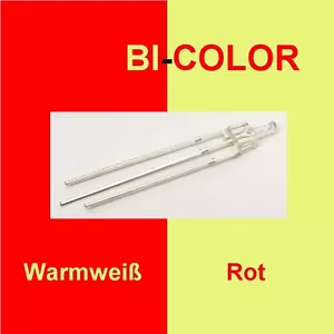 12 Stück Tower LED 2mm DUO Bi Color Rot/Warmweiß klar 3-Pin Lichtwechsel F10/1 - Picture 1 of 1