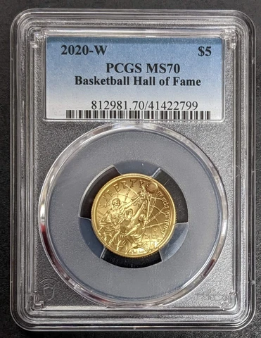 2020 W $5 Basketball Hall of Fame PCGS MS 70 Cover