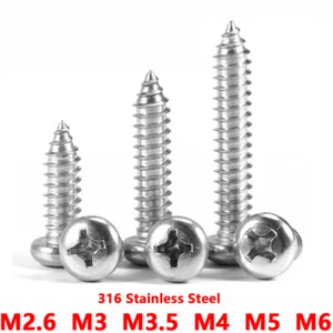 M2 M3 M4 M5 M6 PAN CABEZA REDONDA A4 ACERO INOXIDABLE TORNILLOS AUTORROSCANTES TAPPERS - Imagen 1 de 5