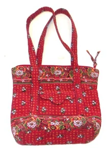 Bolso de Hombro Pequeño Vera Bradley Vintage Acolchado Algodón Cachemira Rojo - Imagen 1 de 3