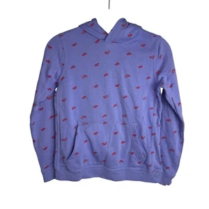 Nike Youth Size Large Purple Hoodie With Red Logo Print & Front Kangaroo Pocket - Picture 1 of 11