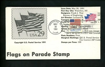 Ranto Cachet US FDC #2531 w/ 1891 Flags on Parade US patriotic 1991 - Image 1 of 2